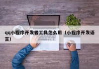 qq小程序開(kāi)發(fā)者工具怎么用（小程序開(kāi)發(fā)語(yǔ)言）