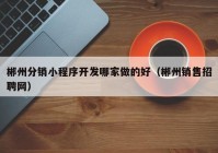 郴州分銷小程序開(kāi)發(fā)哪家做的好（郴州銷售招聘網(wǎng)）