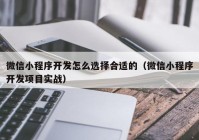 微信小程序開發(fā)怎么選擇合適的（微信小程序開發(fā)項目實戰(zhàn)）