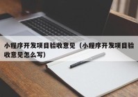小程序開發(fā)項目驗收意見（小程序開發(fā)項目驗收意見怎么寫）