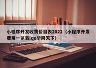 小程序開發(fā)收費價目表2022（小程序開發(fā)費用一覽表iqo華網(wǎng)天下）