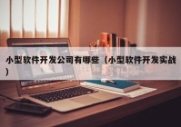 小型軟件開發(fā)公司有哪些（小型軟件開發(fā)實戰(zhàn)）